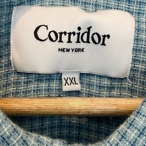 Corridor Blue Woven Cotton Button Down sz XXL